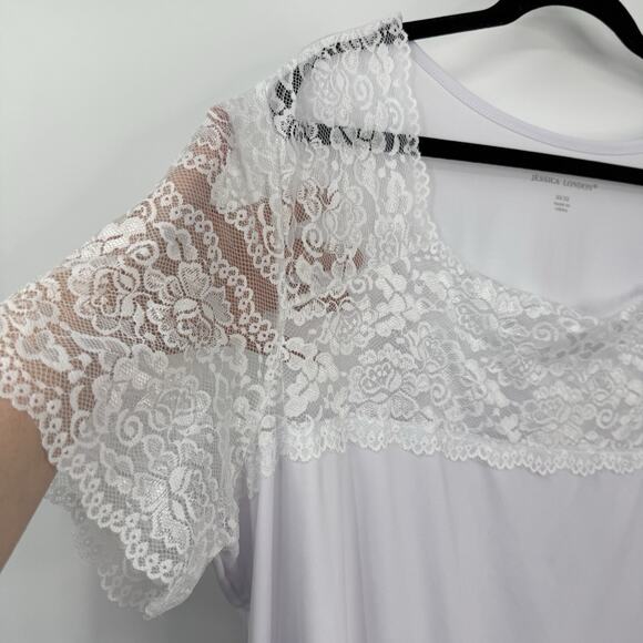 Jessica London Lace Short Sleeve Tee Plus size 30/32 White Short Sleeves - Picture 7 of 9